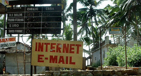 advertising board with the word internet and e-mail